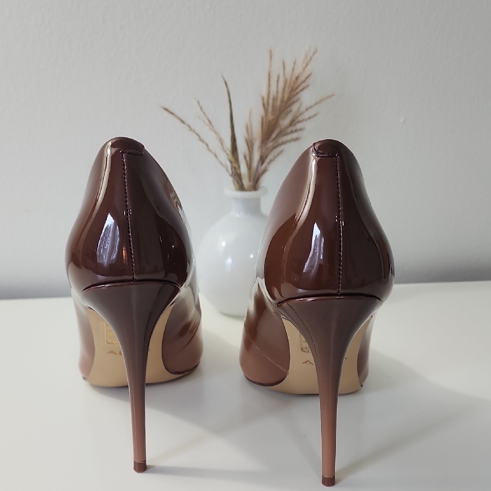 ALDO Two-Tone Brown and Nude Patent Pointed-Toe Stiletto Heels - Picture 5 of 8